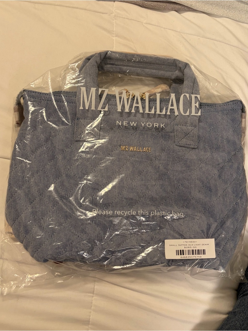 MZ Wallace Quilted Small Sutton Deluxe in Light Denim; NWT - Picture 5 of 9